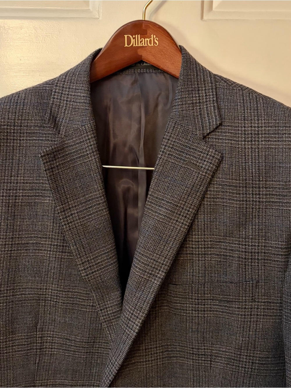 Lauren Ralph Lauren 100% Wool Plaid Blazer Suit Jacket Gray Blue Size 44R